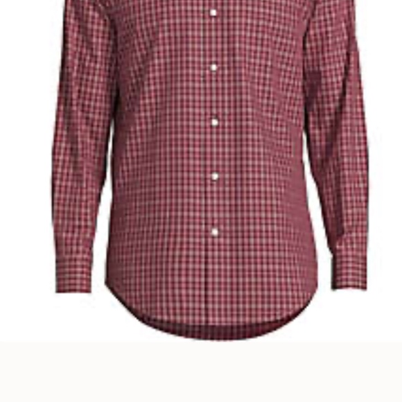 Lands' End No Iron Supima Button-Down Red Long Sleeve 18/34T - Picture 6 of 8